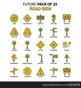 Road Sign Icon Set. Yellow Futuro Latest Design icon Pack