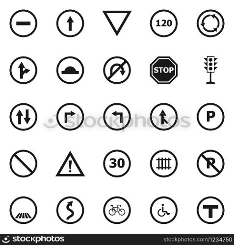 Road sign icons on white background, stock vector