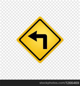 Road sign left turn icon. Vector eps10