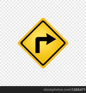 Road sign right turn icon. Vector eps10