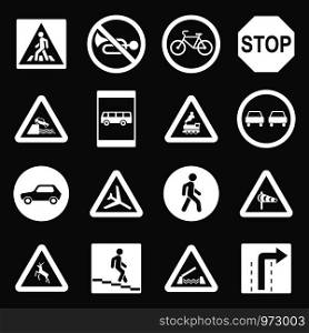 Road Sign set vector white isolated on grey background . Road Sign set grey vector