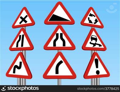 road signs agains a blue sky. 10 EPS