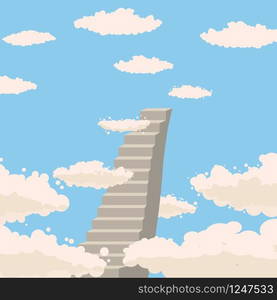 Road, stairs to heaven, open gates of heaven, sky clouds. Road, stairs to heaven, sky, clouds, Christianity, vector, isolated, cartoon style