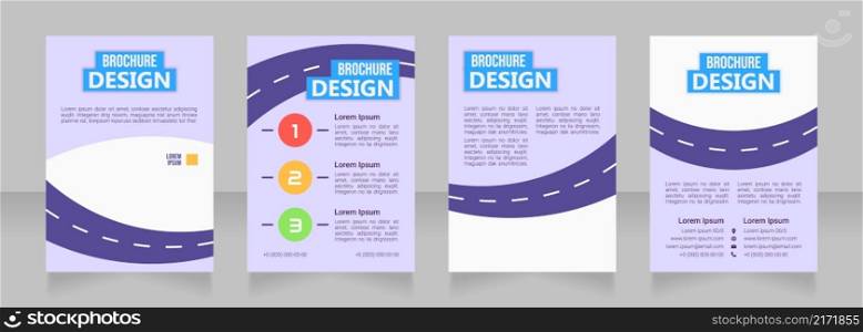 Road test lessons blank brochure design. Template set with copy space for text. Premade corporate reports collection. Editable 4 paper pages. Bebas Neue, Ebrima, Roboto Light fonts used. Road test lessons blank brochure design