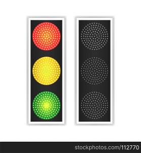 Road Traffic Light Vector. Realistic LED Panel. Sequence Lights Red, Yellow, Green. Go, Wait, Stop Signals. Isolated On White Background.. Road Traffic Light Vector. Realistic LED Panel. Sequence Lights Red, Yellow, Green. Go, Wait, Stop Signals Isolated On White