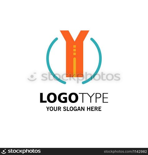 Road, Trip, Two Way, Location Business Logo Template. Flat Color
