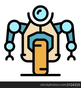 Road wheel robot icon. Outline road wheel robot vector icon color flat isolated. Road wheel robot icon color outline vector