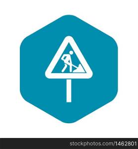 Road works sign icon. Simple illustration of road works sign vector icon for web. Road works sign icon, simple style