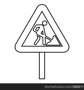 Road works warning traffic sign icon. Outline illustration of road works warning traffic sign vector icon for web. Road works warning traffic sign icon outline style