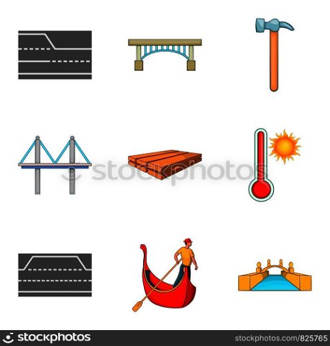Roadbed icons set. Cartoon set of 9 roadbed vector icons for web isolated on white background. Roadbed icons set, cartoon style