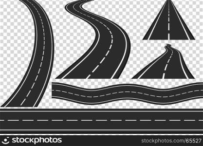 Roads. Set of new asphalt roads, vertical and horizontal roads, highway, vector eps10 illustration