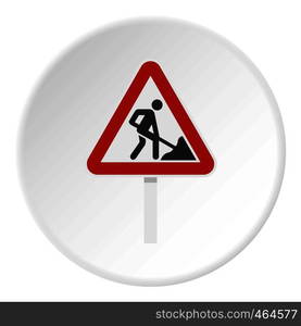 Roadworks sign icon in flat circle isolated vector illustration for web. Roadworks sign icon circle