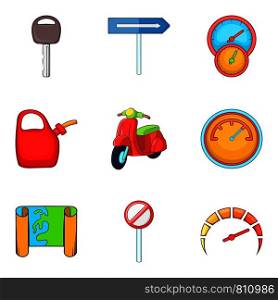 Roaming icons set. Cartoon set of 9 roaming vector icons for web isolated on white background. Roaming icons set, cartoon style