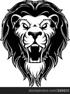 Roaring lion head mascot, colored version. Great for sports logos and team mascots.
