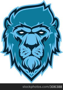 Roaring lion head mascot. Label, logotype. Isolated on white background