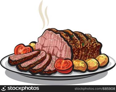 roast beef with potatoes
