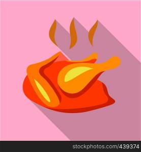 Roast chicken icon. Flat illustration of roast chicken vector icon for web. Roast chicken icon, flat style