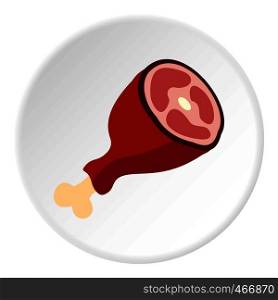 Roast pork knuckle icon in flat circle isolated vector illustration for web. Roast pork knuckle icon circle