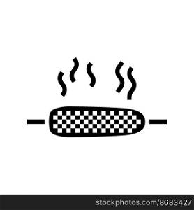 roasted corn glyph icon vector. roasted corn sign. isolated symbol illustration. roasted corn glyph icon vector illustration
