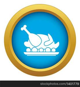 Roasted turkey icon blue vector isolated on white background for any design. Roasted turkey icon blue vector isolated