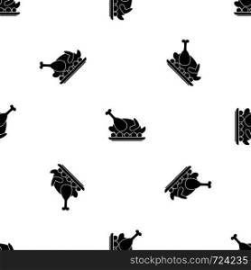 Roasted turkey pattern repeat seamless in black color for any design. Vector geometric illustration. Roasted turkey pattern seamless black
