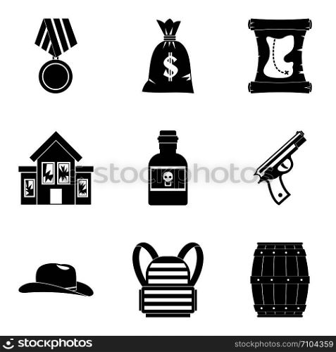 Robbery icons set. Simple set of 9 robbery vector icons for web isolated on white background. Robbery icons set, simple style