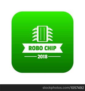 Robo chip icon green vector isolated on white background. Robo chip icon green vector