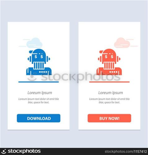 Robot Advisor, Adviser, Advisor, Algorithm, Analyst Blue and Red Download and Buy Now web Widget Card Template