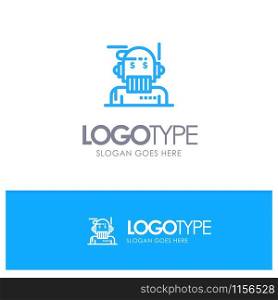 Robot Advisor, Adviser, Advisor, Algorithm, Analyst Blue outLine Logo with place for tagline