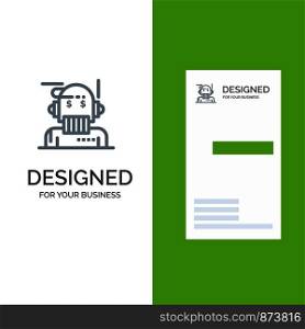Robot Advisor, Adviser, Advisor, Algorithm, Analyst Grey Logo Design and Business Card Template