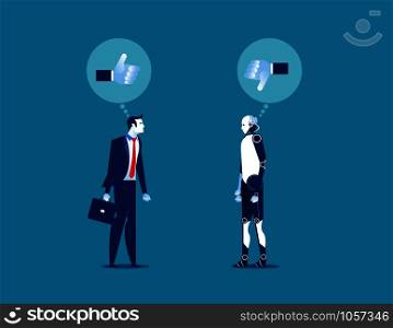 Robot and Human thinkign. Concept business vector illustration.