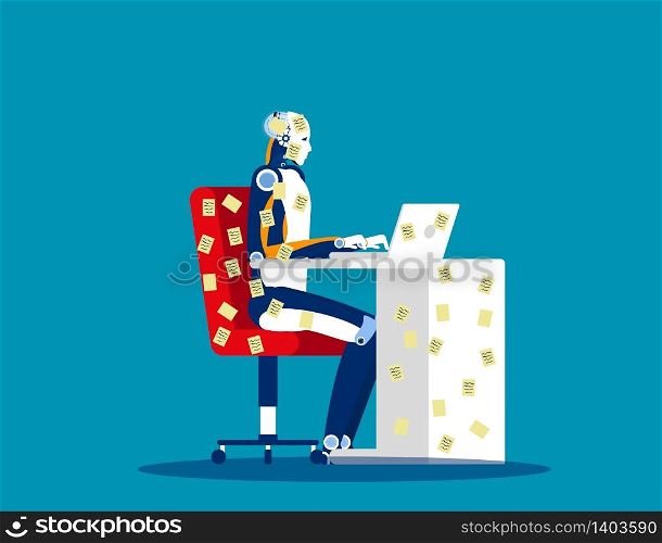 Robot and sort out priorities. Concept business vector illustration. Business character design, Flat cartoon style.