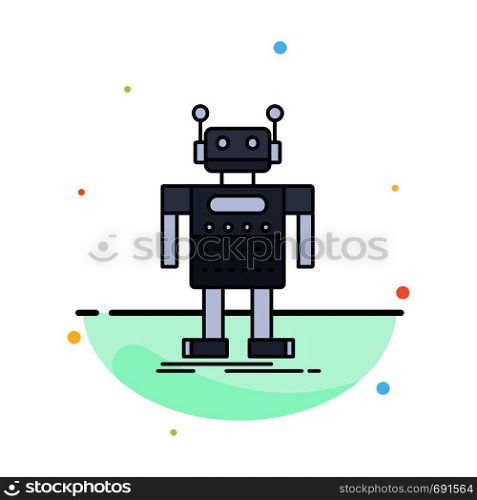 robot, Android, artificial, bot, technology Flat Color Icon Vector