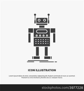 robot, Android, artificial, bot, technology Icon. glyph vector gray symbol for UI and UX, website or mobile application