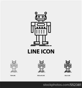 robot, Android, artificial, bot, technology Icon in Thin, Regular and Bold Line Style. Vector illustration. Vector EPS10 Abstract Template background