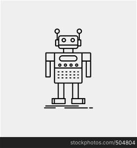 robot, Android, artificial, bot, technology Line Icon. Vector isolated illustration. Vector EPS10 Abstract Template background