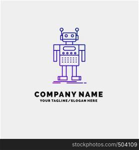 robot, Android, artificial, bot, technology Purple Business Logo Template. Place for Tagline. Vector EPS10 Abstract Template background