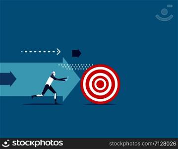 Robot chasing the target. Concept business vector illustration.