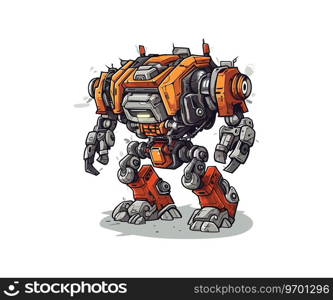 Robot. Doodle inspired Mecha cartoon. Vector illustration design.