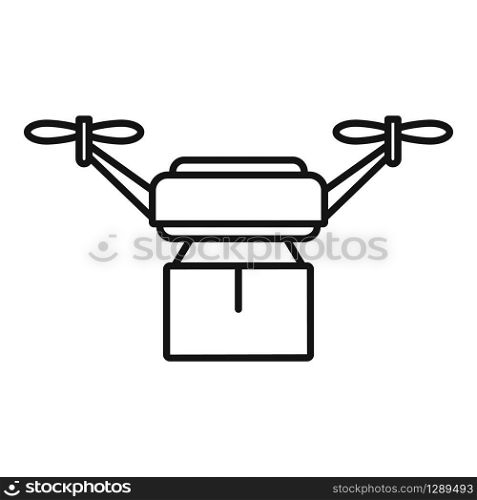 Robot drone delivery icon. Outline robot drone delivery vector icon for web design isolated on white background. Robot drone delivery icon, outline style