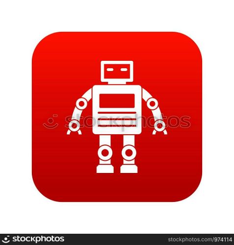 Robot icon digital red for any design isolated on white vector illustration. Robot icon digital red