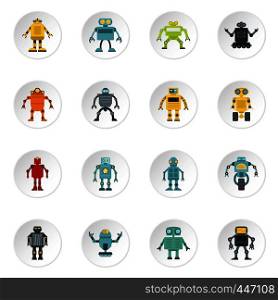 Robot icons set in flat style isolated vector icons set illustration. Robot icons set in flat style