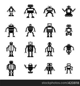 Robot icons set. Simple illustration of 16 robot vector icons for web. Robot icons set, simple style
