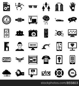 Robot icons set. Simple style of 36 robot vector icons for web isolated on white background. Robot icons set, simple style