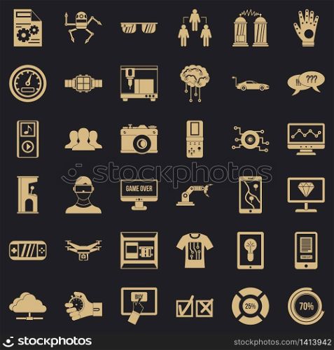 Robot icons set. Simple style of 36 robot vector icons for web for any design. Robot icons set, simple style