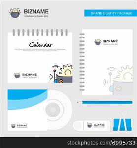 Robot Logo, Calendar Template, CD Cover, Diary and USB Brand Stationary Package Design Vector Template
