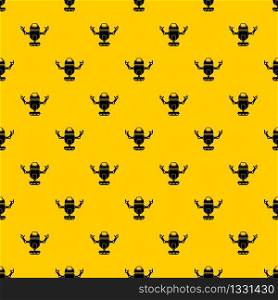 Robot on wheels pattern seamless vector repeat geometric yellow for any design. Robot on wheels pattern vector