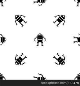 Robot pattern repeat seamless in black color for any design. Vector geometric illustration. Robot pattern seamless black