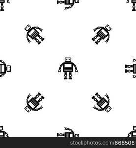 Robot pattern repeat seamless in black color for any design. Vector geometric illustration. Robot pattern seamless black