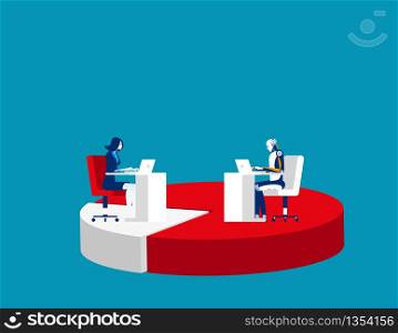 Robot replace industry of human business. Concept business technology vector illustration. Technology, Working, Human Vs Robot.